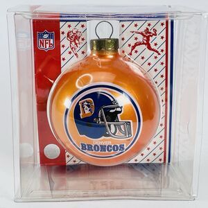 VTG Sports Collector Series NFL Denver Broncos Ornament Glass Orange Helmet Logo